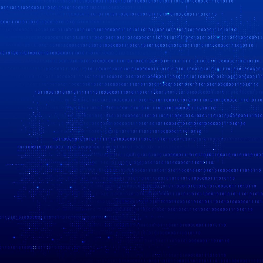 Blue data technology background psd with binary code