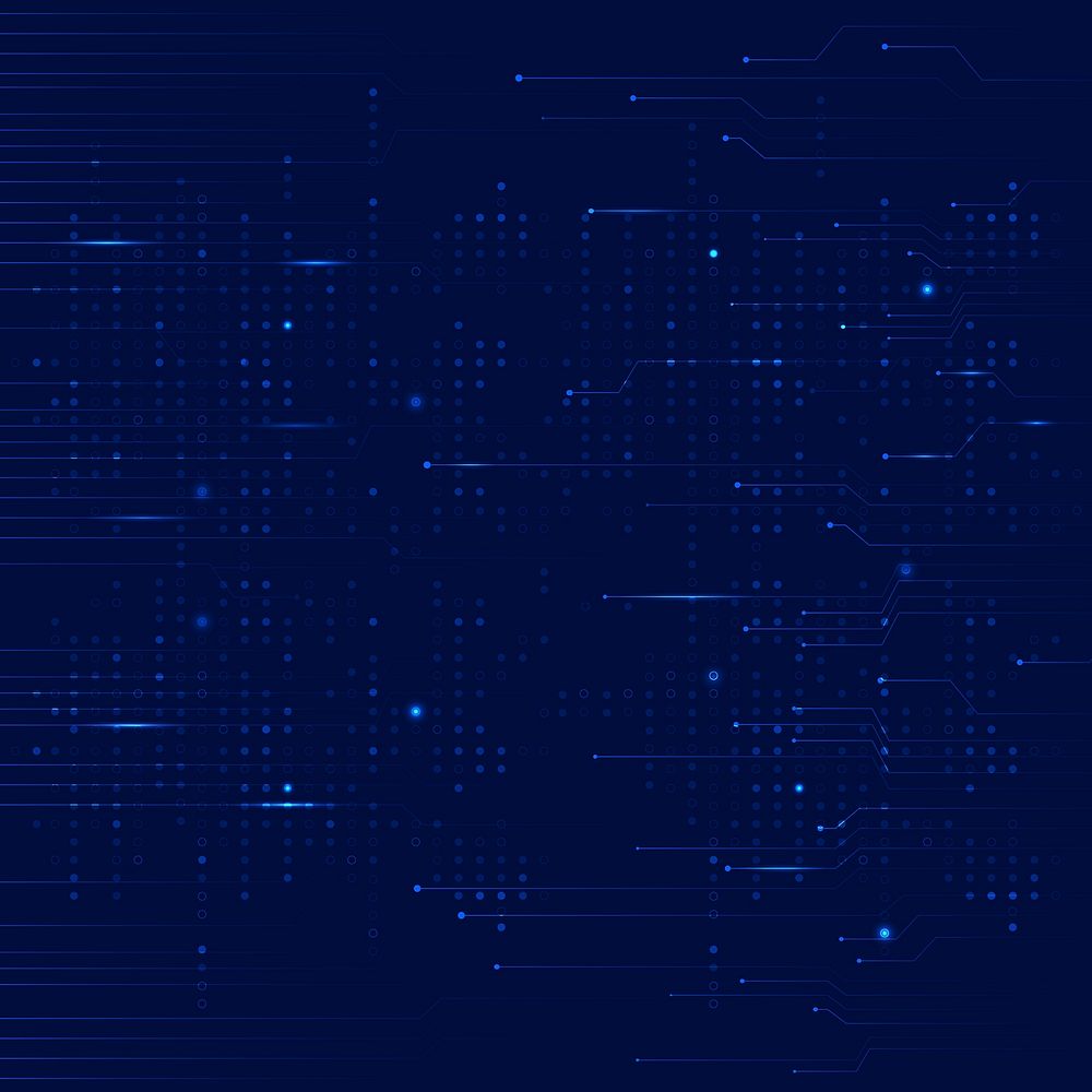 Blue data technology background psd with circuit lines