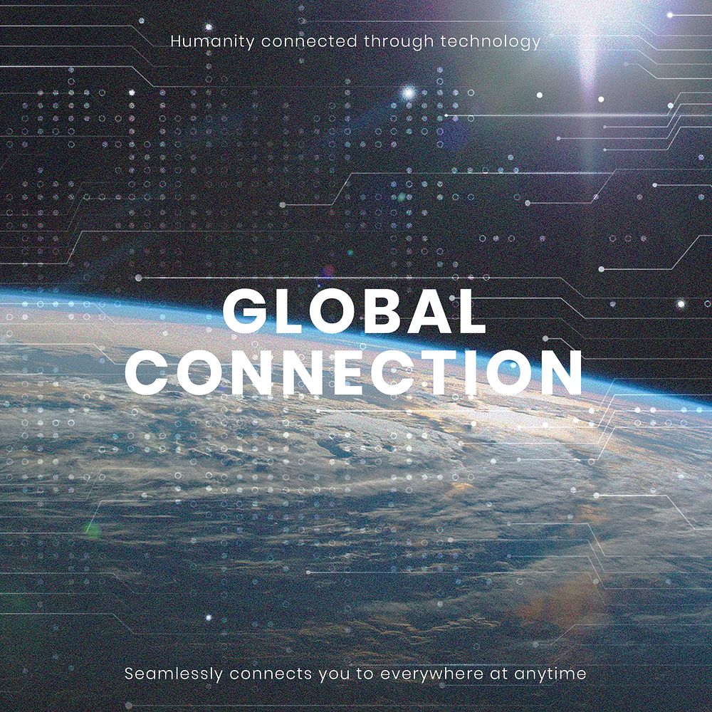 Global connection technology template psd computer business social media post