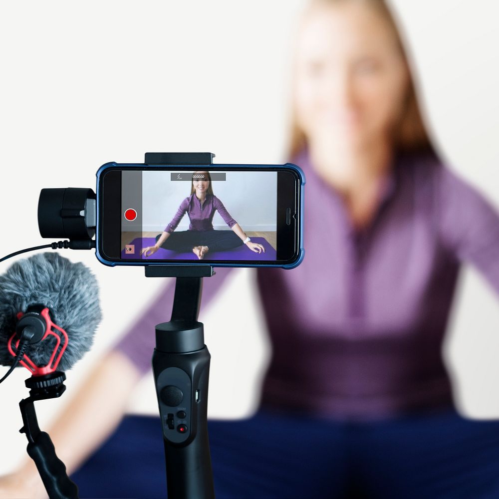 Smartphone screen mockup psd yoga live streaming