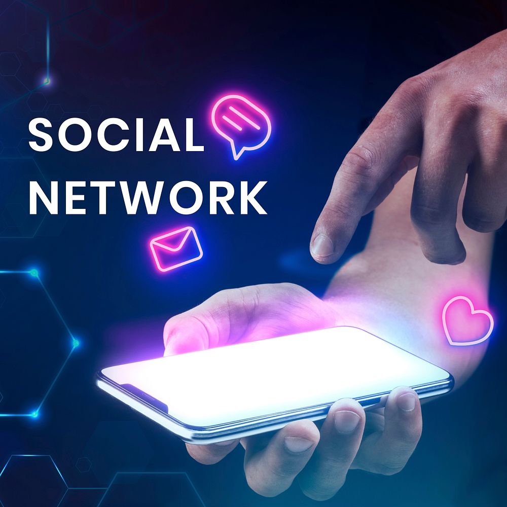 Social network banner template vector with smartphone background
