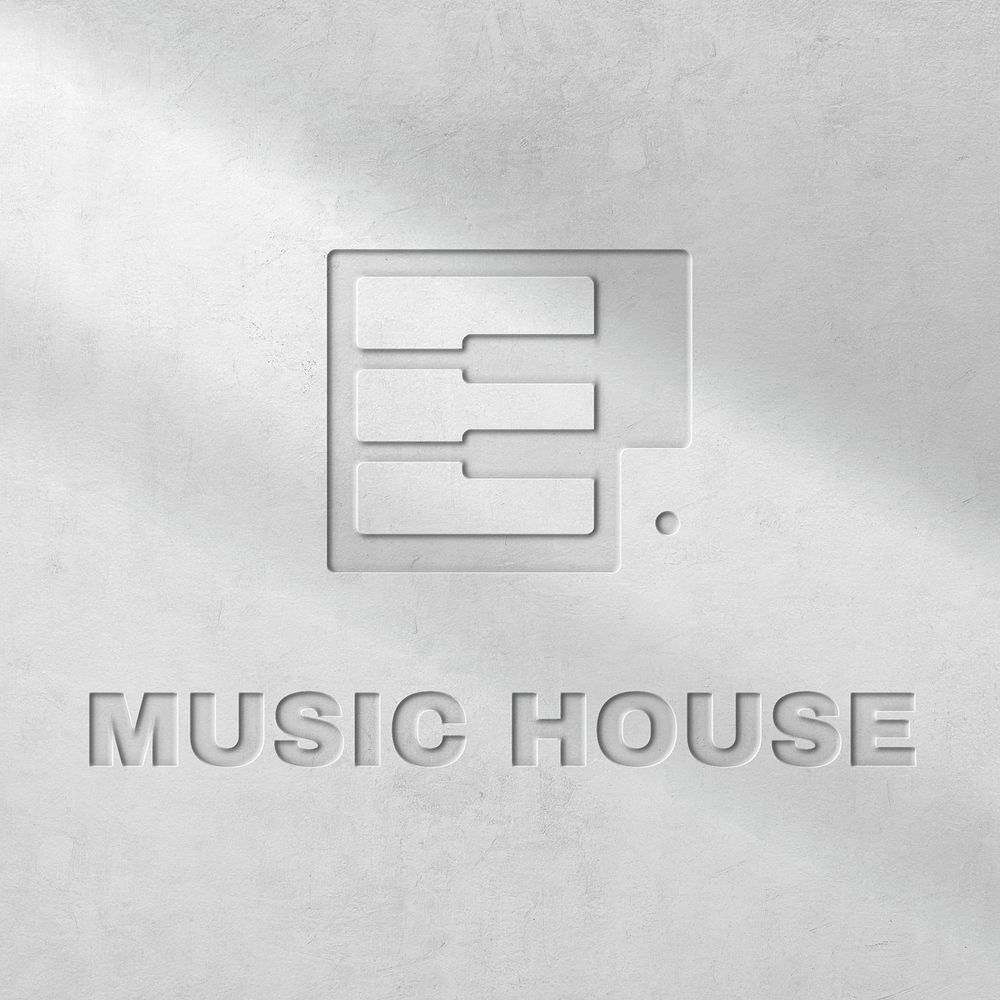 Deboss logo mockup psd for music house