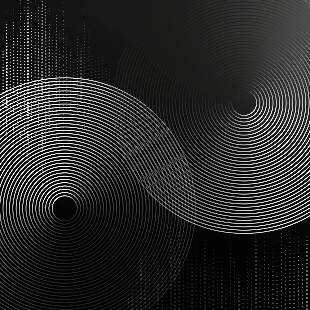 Geometric pattern black technology background psd with circles