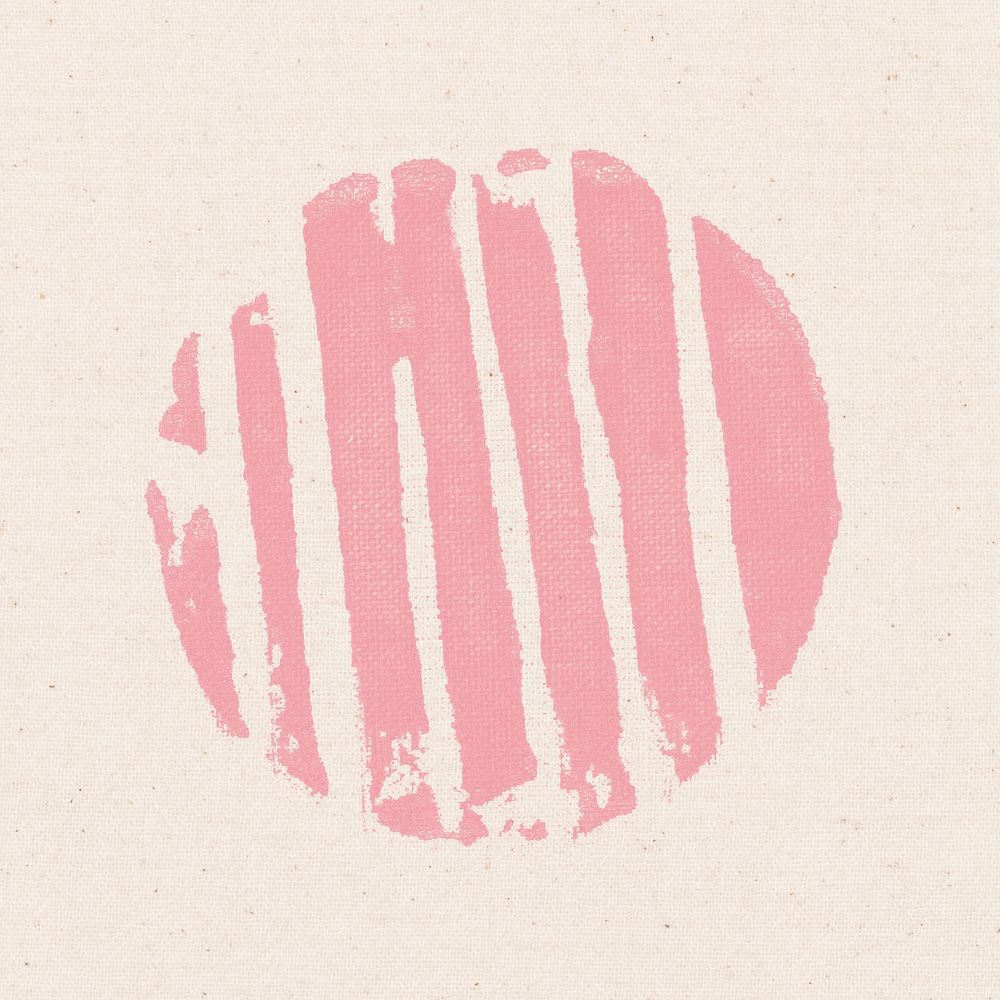 Pink striped round stamp psd block print DIY artwork