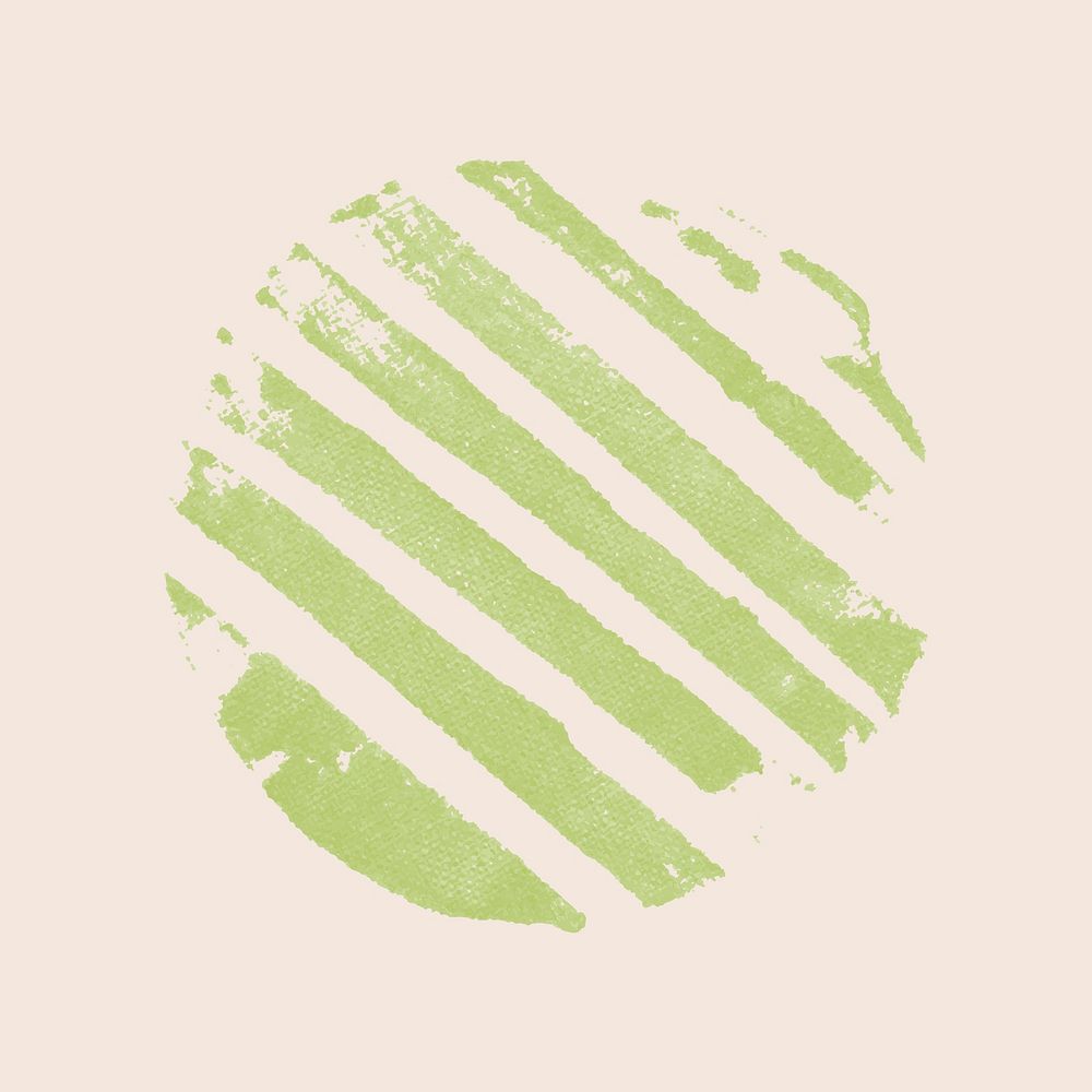 Green striped round stamp block print DIY artwork