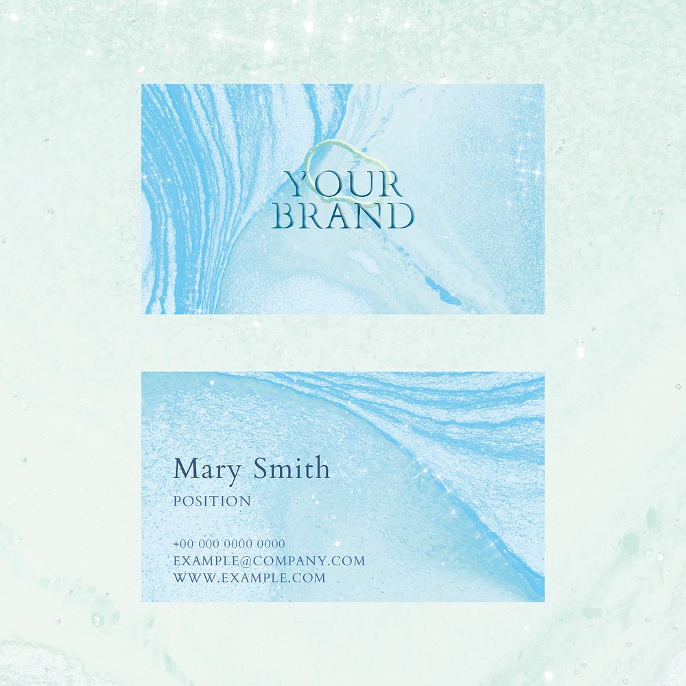 Marble business card template vector in colorful feminine style