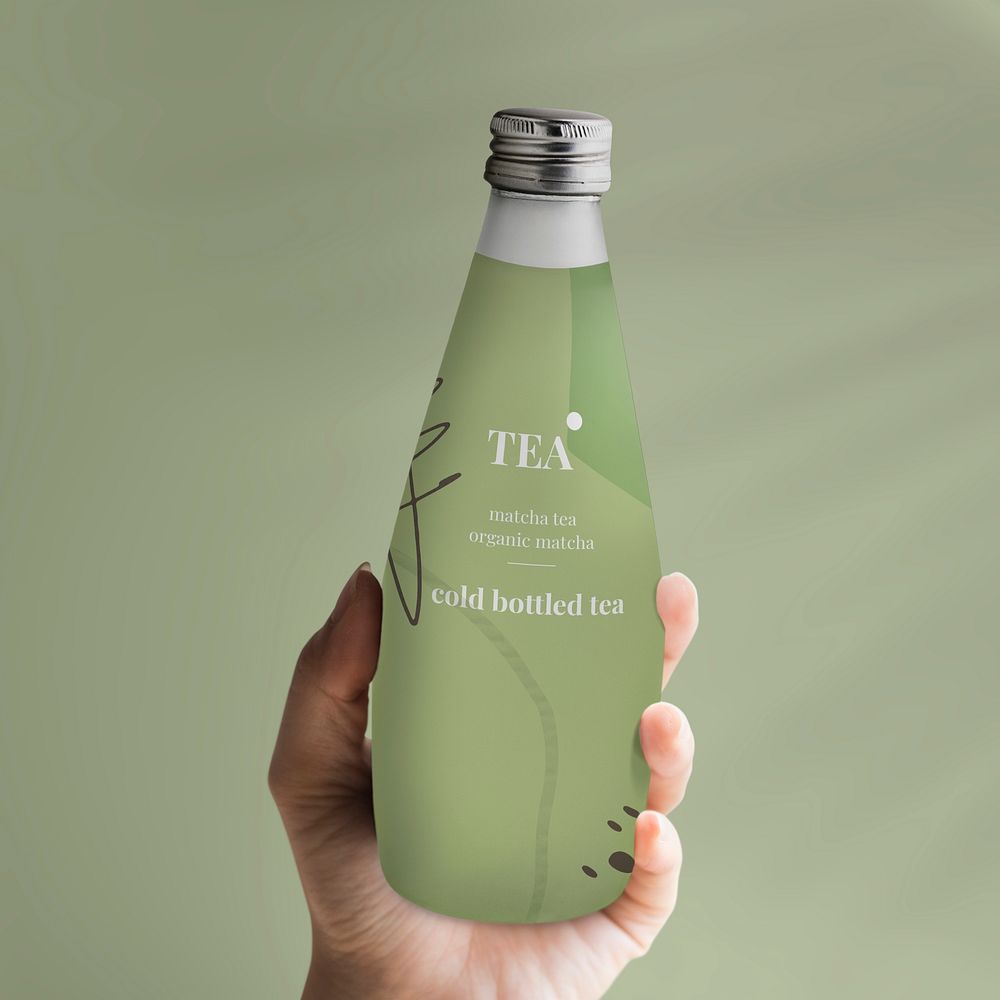 Glass bottle packaging mockup psd for organic beverages