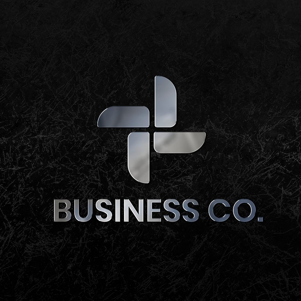 Business metallic logo effect template, editable PSD
