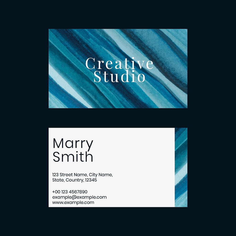 Business card template psd ombre watercolor for creative artists