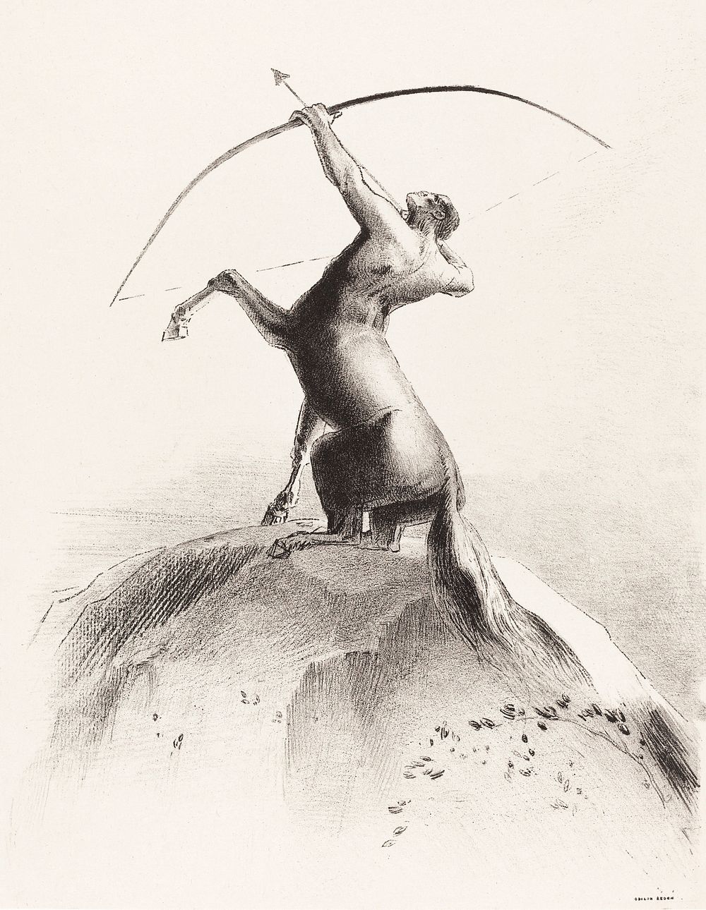 Centaur Aiming at the Clouds (1895) by Odilon Redon. Original from the National Gallery of Art. 