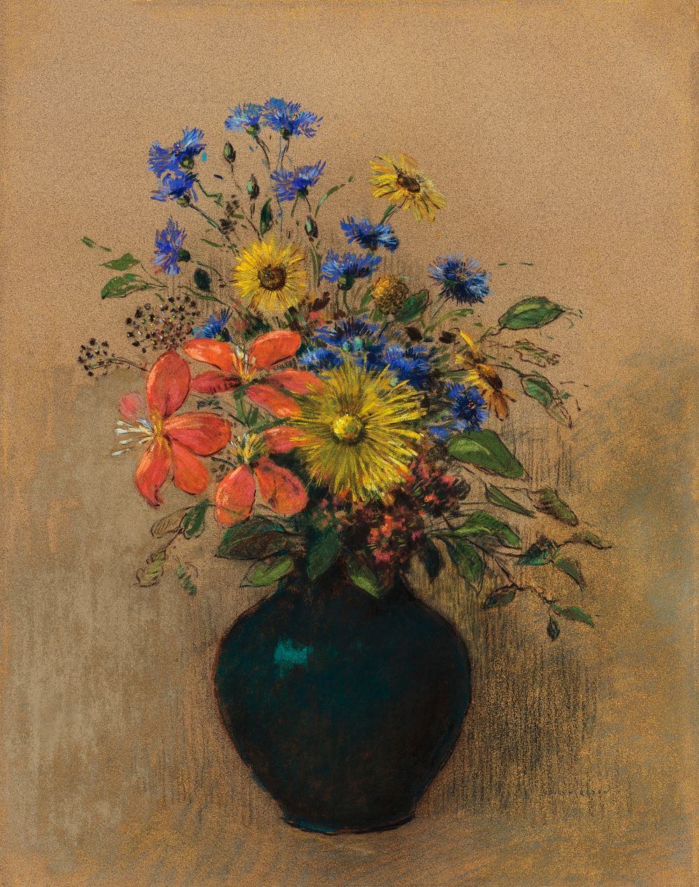 Wildflowers (1905) by Odilon Redon. Original from the National Gallery of Art. Digitally enhanced by rawpixel.