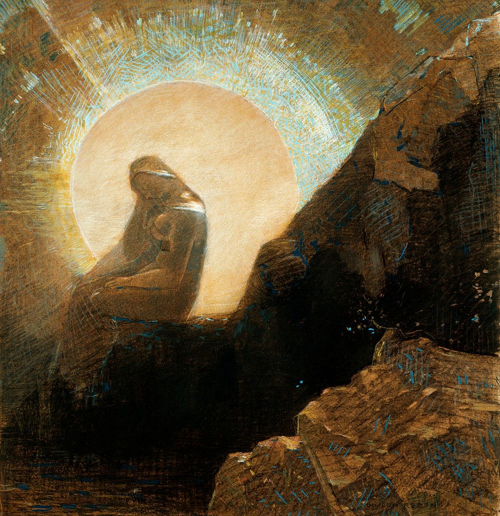 Melancholy (1876) by Odilon Redon. Original from the Art Institute of Chicago. Digitally enhanced by rawpixel.