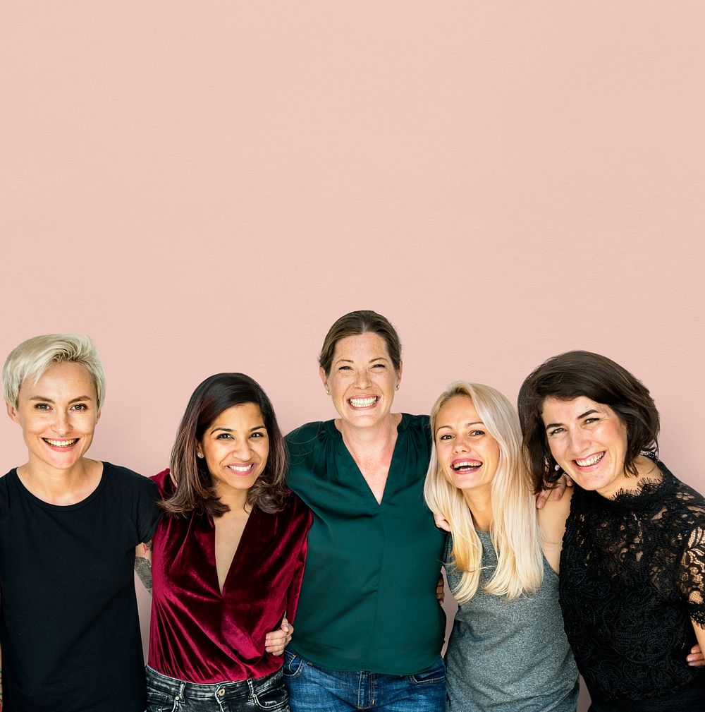 Group of women feminism friends smiling positivity