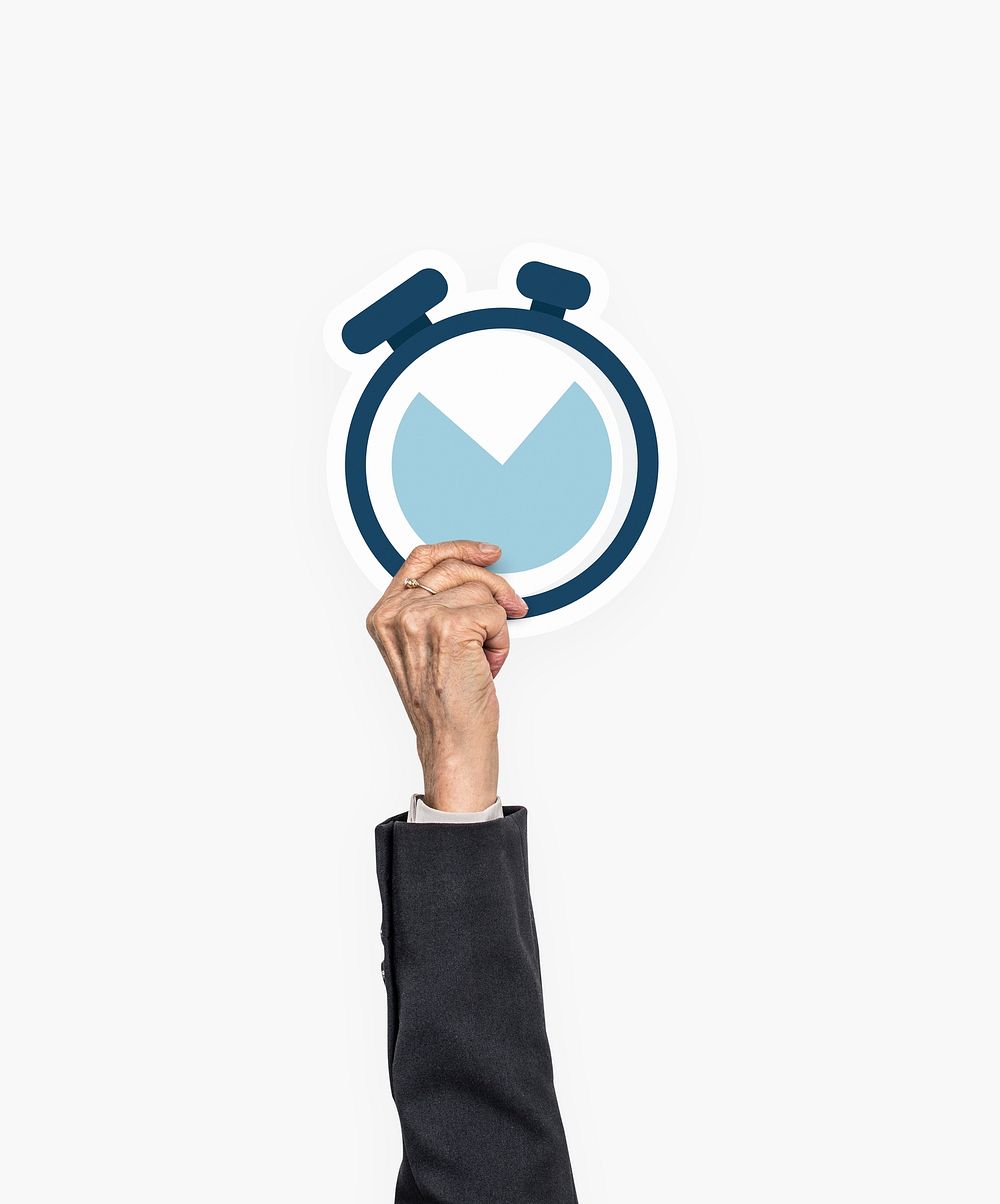 Hand holding a stopwatch clock clipart
