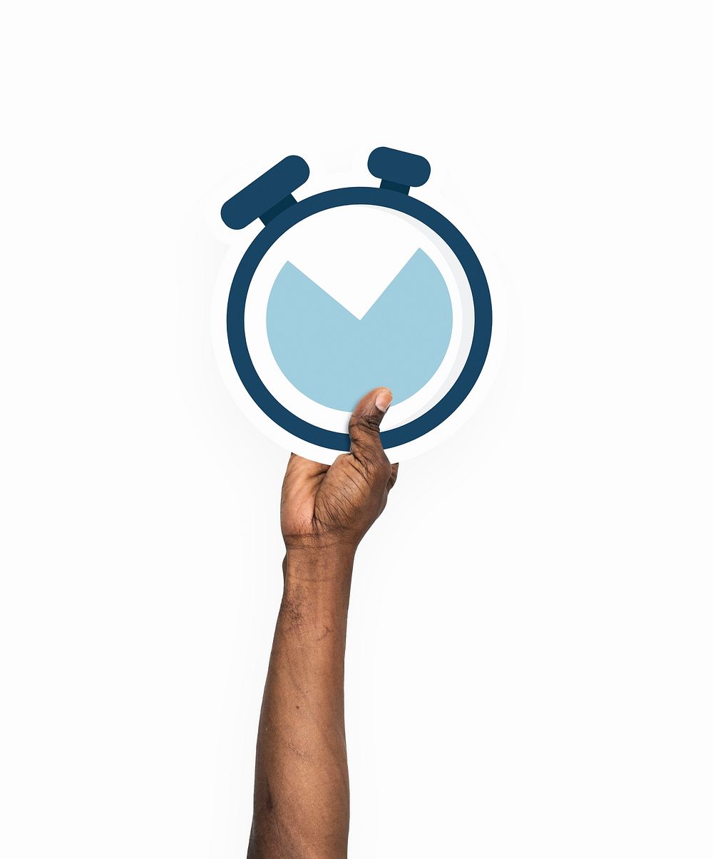 Hand holding a stopwatch clock clipart