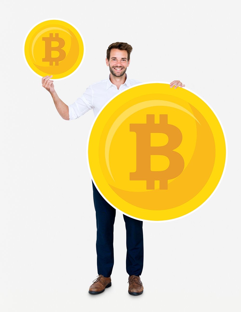 Businessman investing in bitcoin cryptocurrency electronic cash