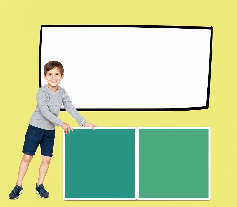 Happy boy with empty boards