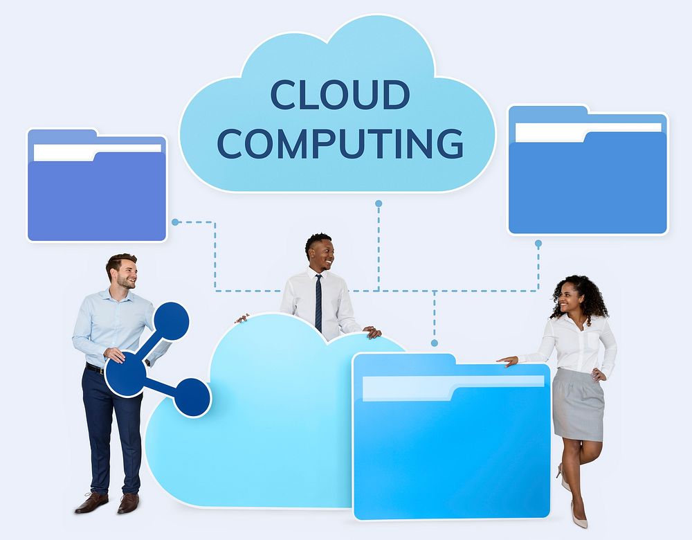 Business people and cloud computing icons
