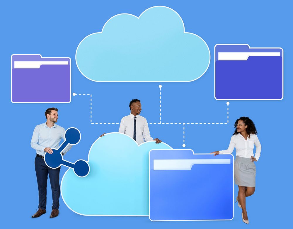 Business people and cloud computing icons