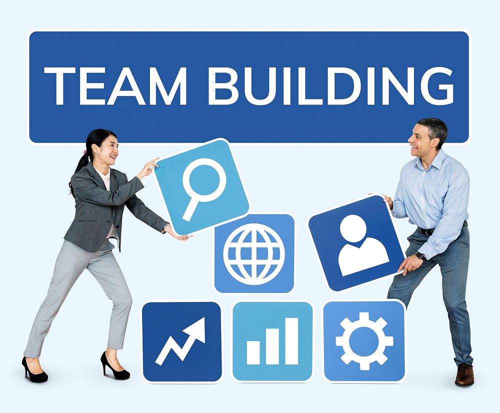 Business people in a team building exercise