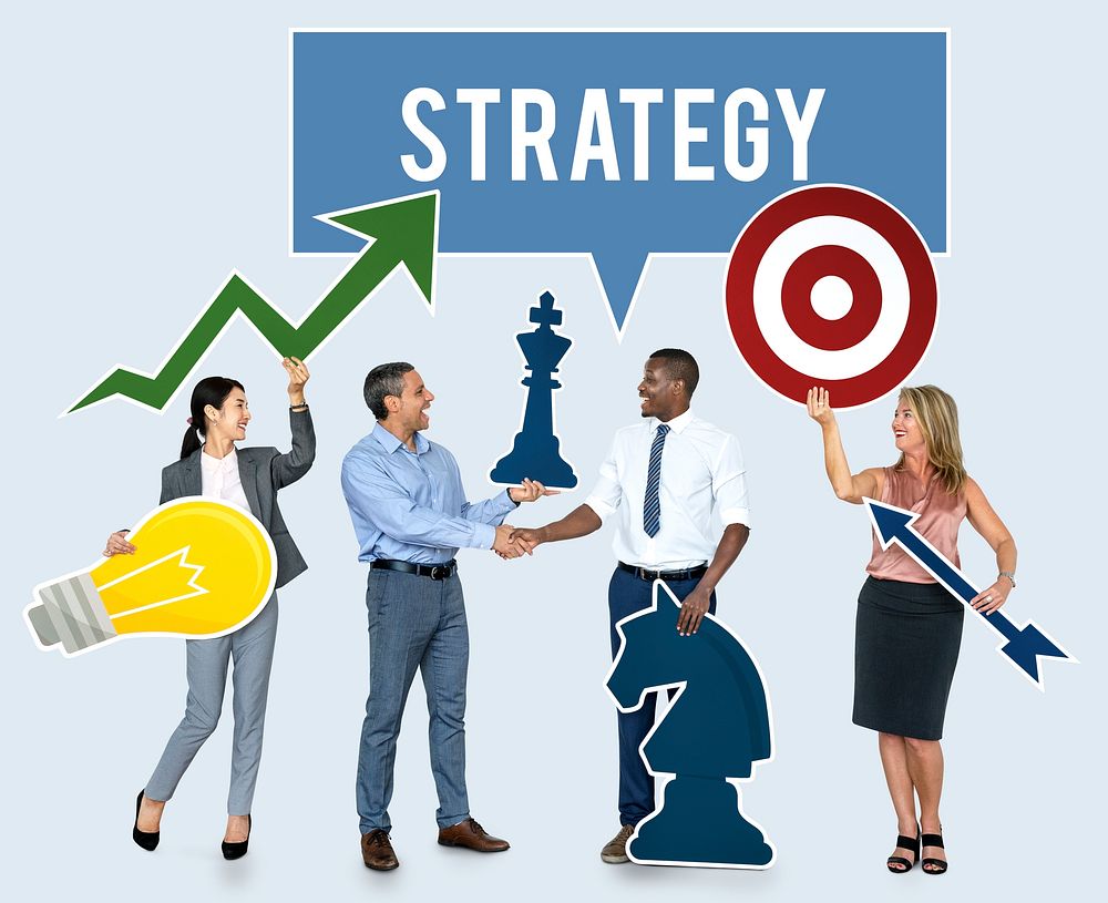 Successful business people with strategic plans
