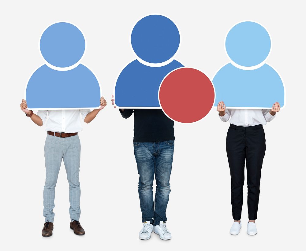 Group of people holding user icons