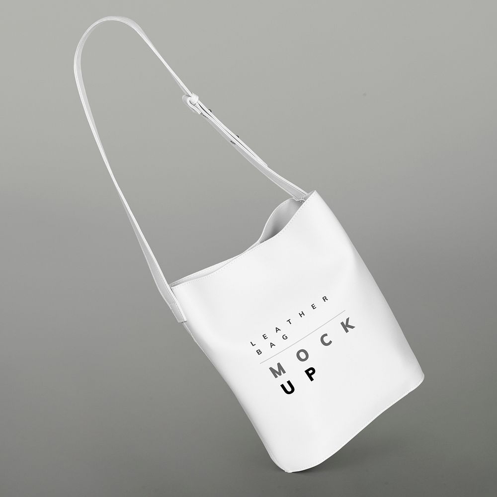 White shoulder bag mockup on a gray background