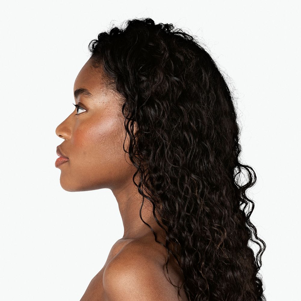 Beautiful black woman in a profile shot mockup