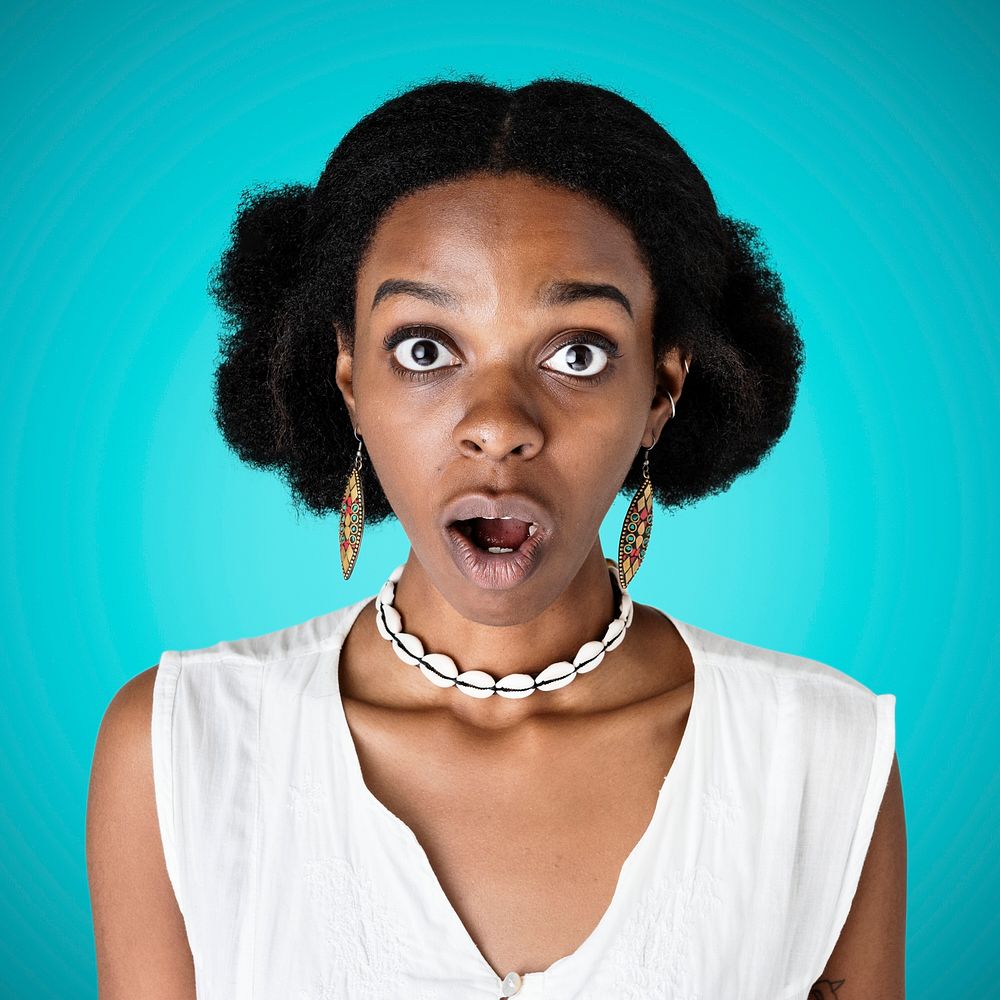 Black woman with a shocking facial expression