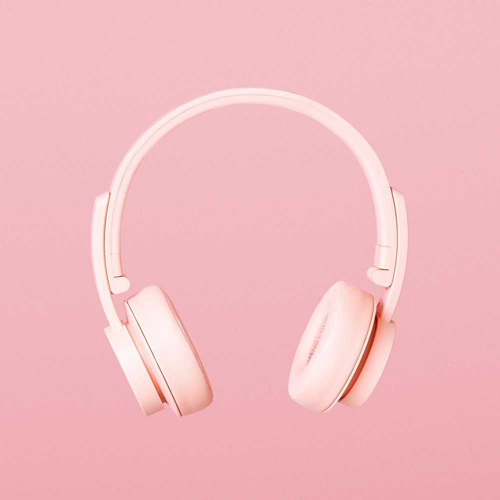 Light pink plastic headphones mockup