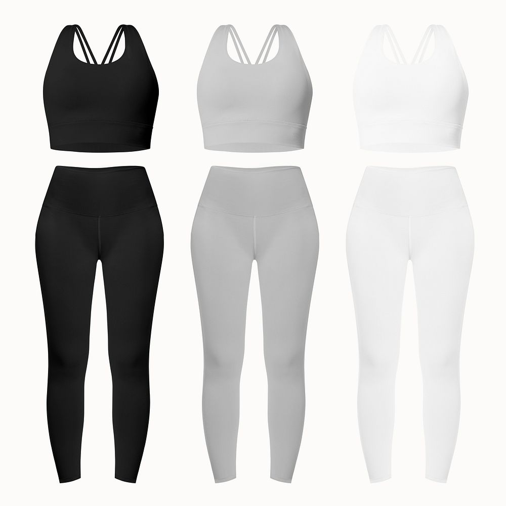 Basic sportswear psd mockup leggings and sports bra women&rsquo;s apparel set