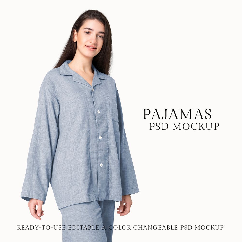 Pajamas mockup psd women’s nightwear studio shoot