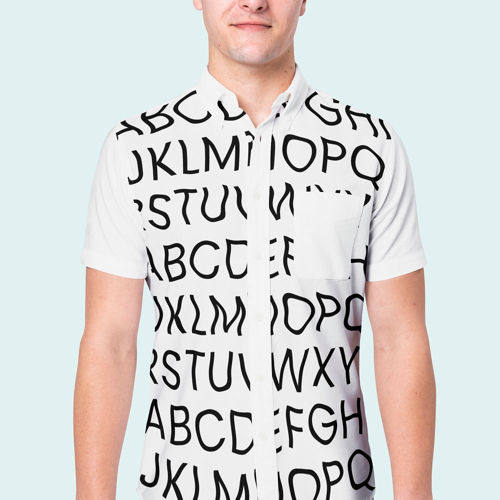 Men&rsquo;s shirt mockup psd wearing alphabet design