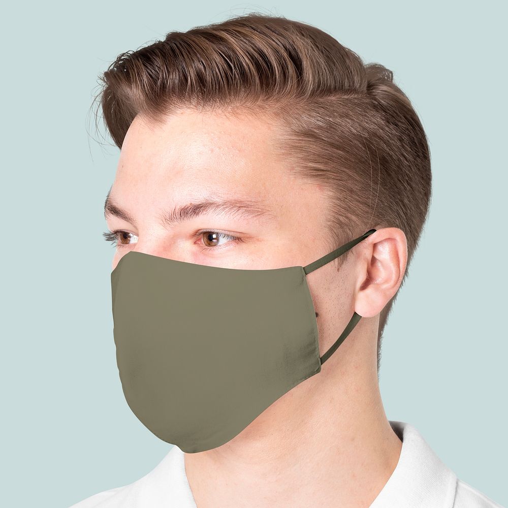 Green face mask psd mockup for COVID-19 protection campaign
