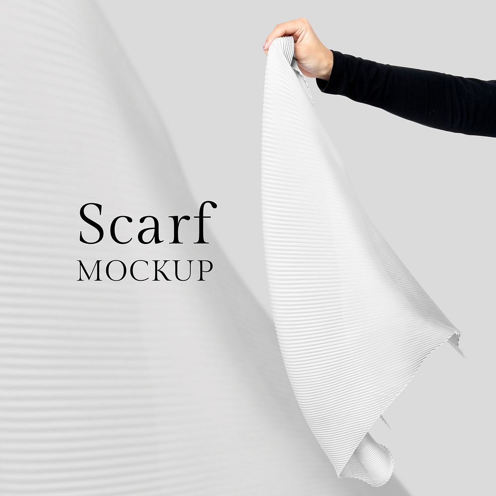 Scarf mockup psd in woman&rsquo;s hand studio shot
