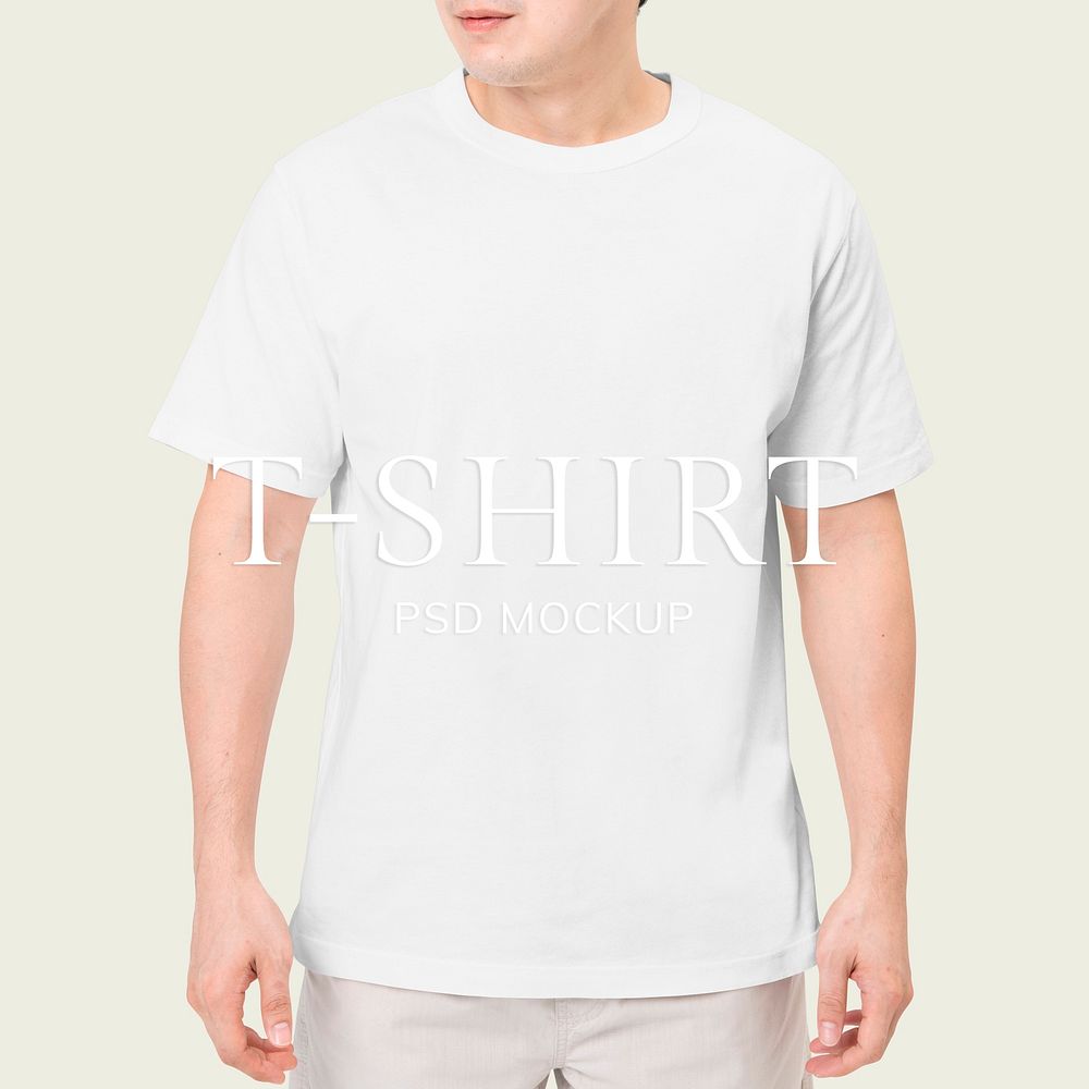 White t-shirt psd mockup for men&rsquo;s clothing advertisement