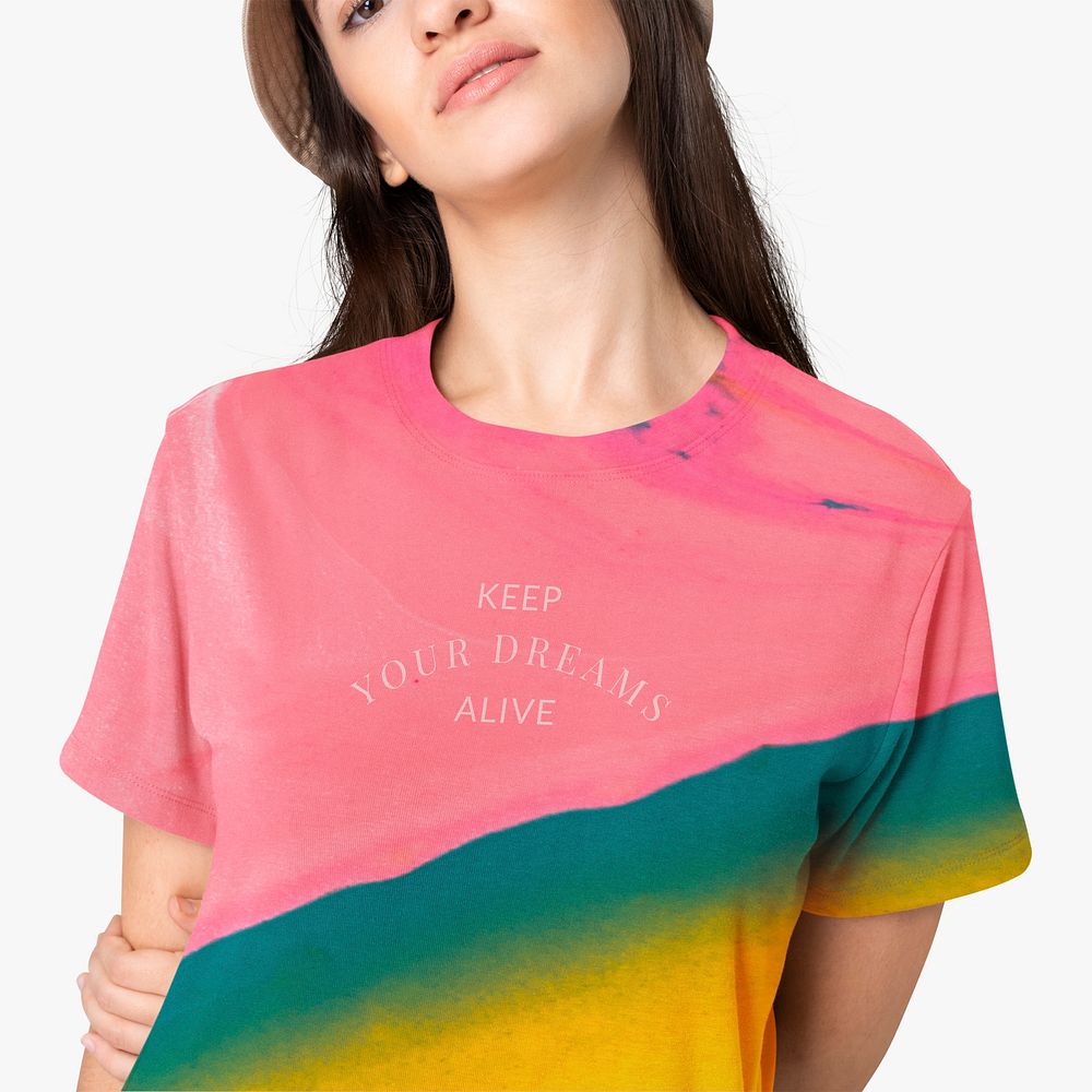 T-shirt marble mockup psd in pink for fashion brands DIY experimental art