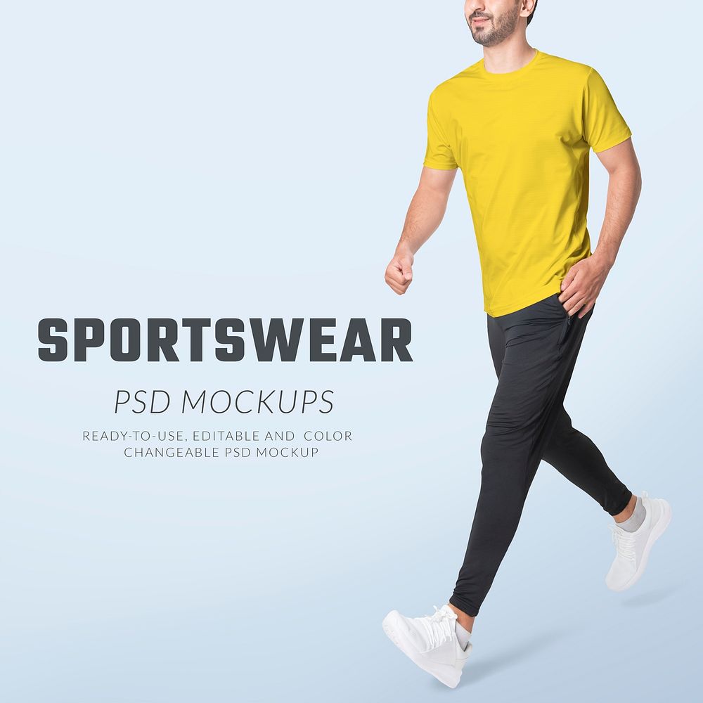 Editable men&rsquo;s sportswear mockup psd apparel ad