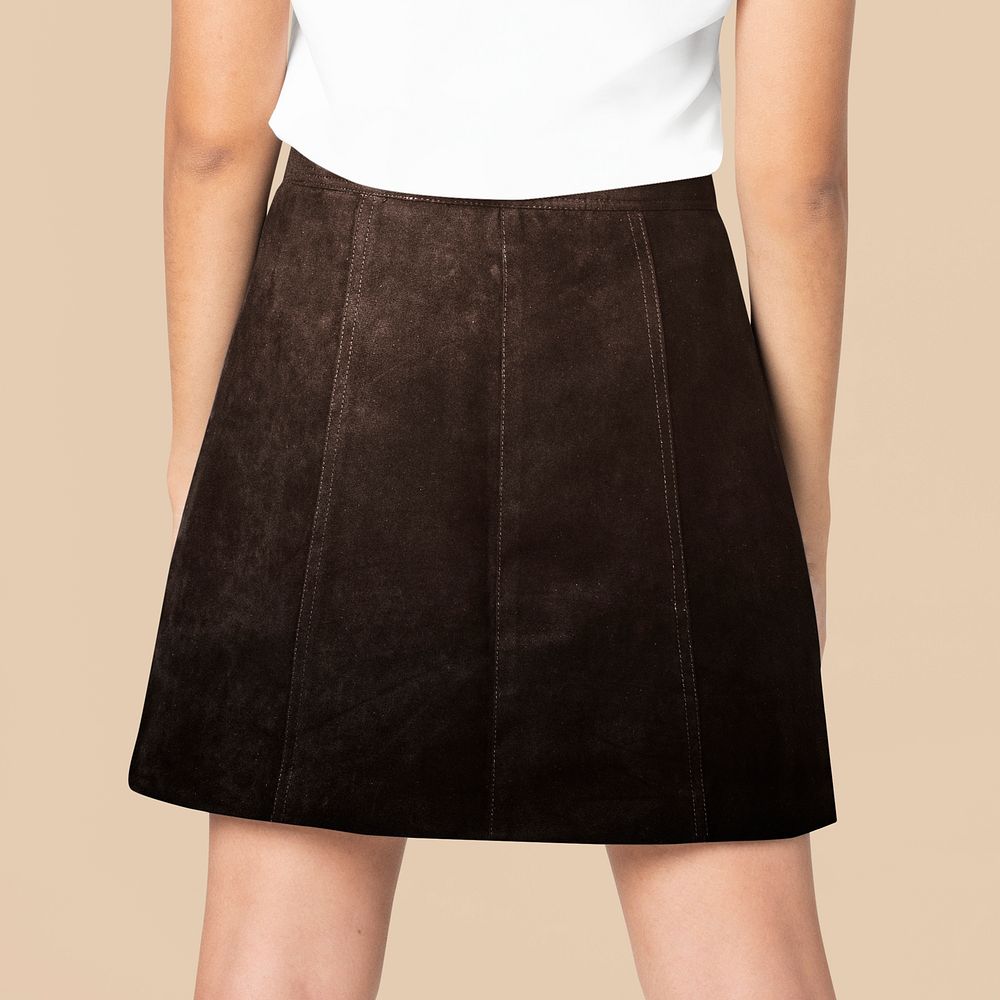 Black a-line skirt women&rsquo;s street style fashion rear view
