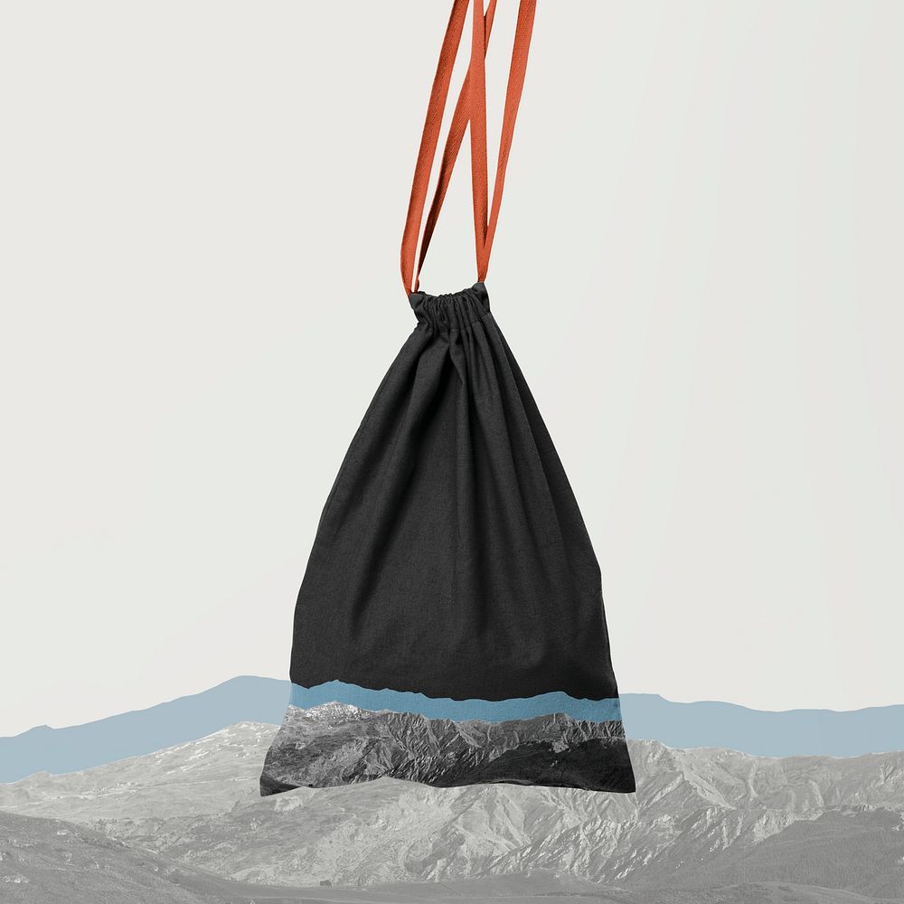 Drawstring bag psd mockup black accessory remixed media