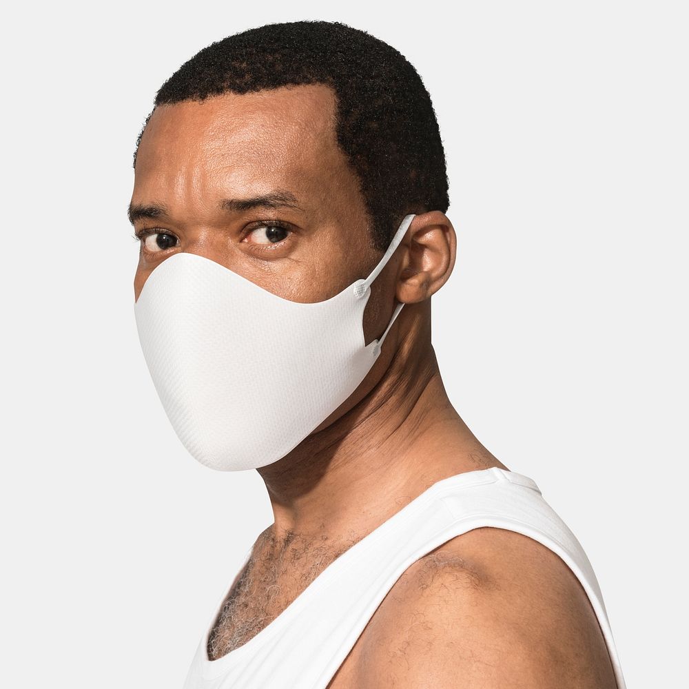 Face mask mockup psd on African American man