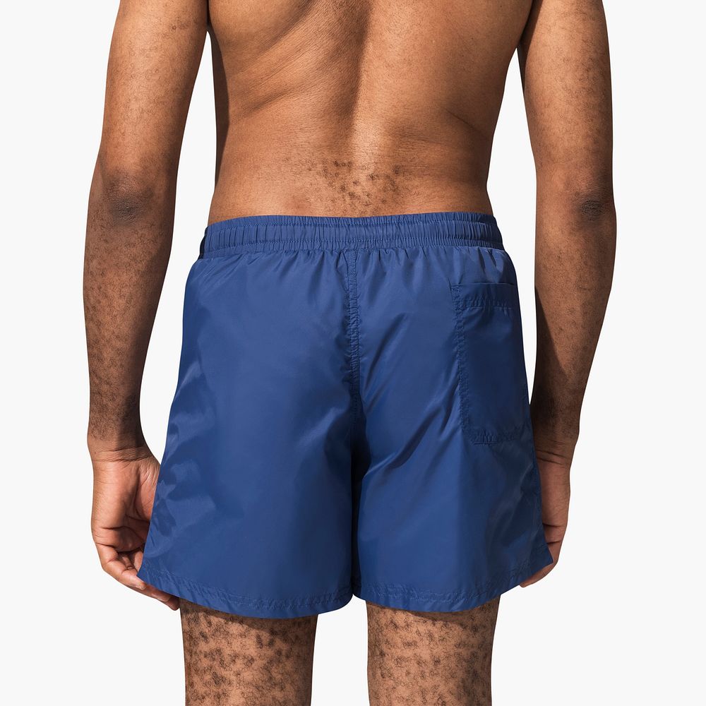 Blue swim shorts mockup psd back view