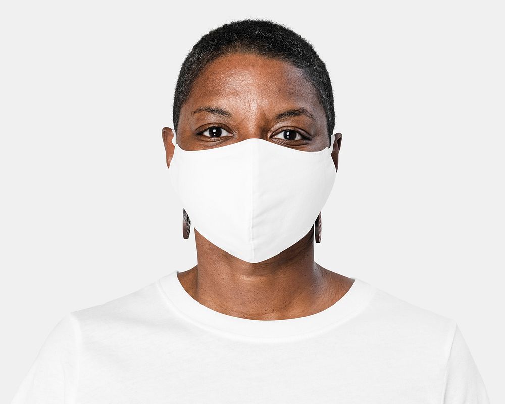 Face mask mockup psd on African American woman