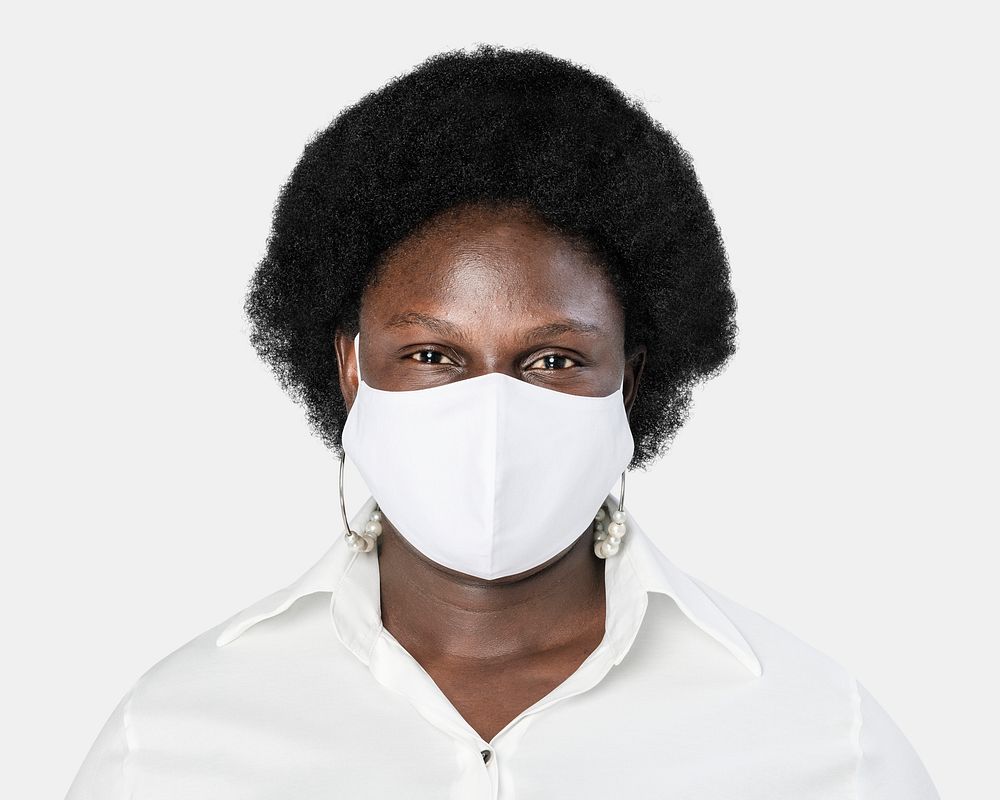 African American woman wearing a face mask during the new normal