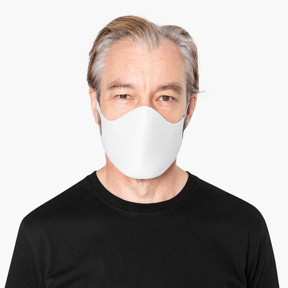 Covid-19 face mask psd mockup in white protection unisex apparel