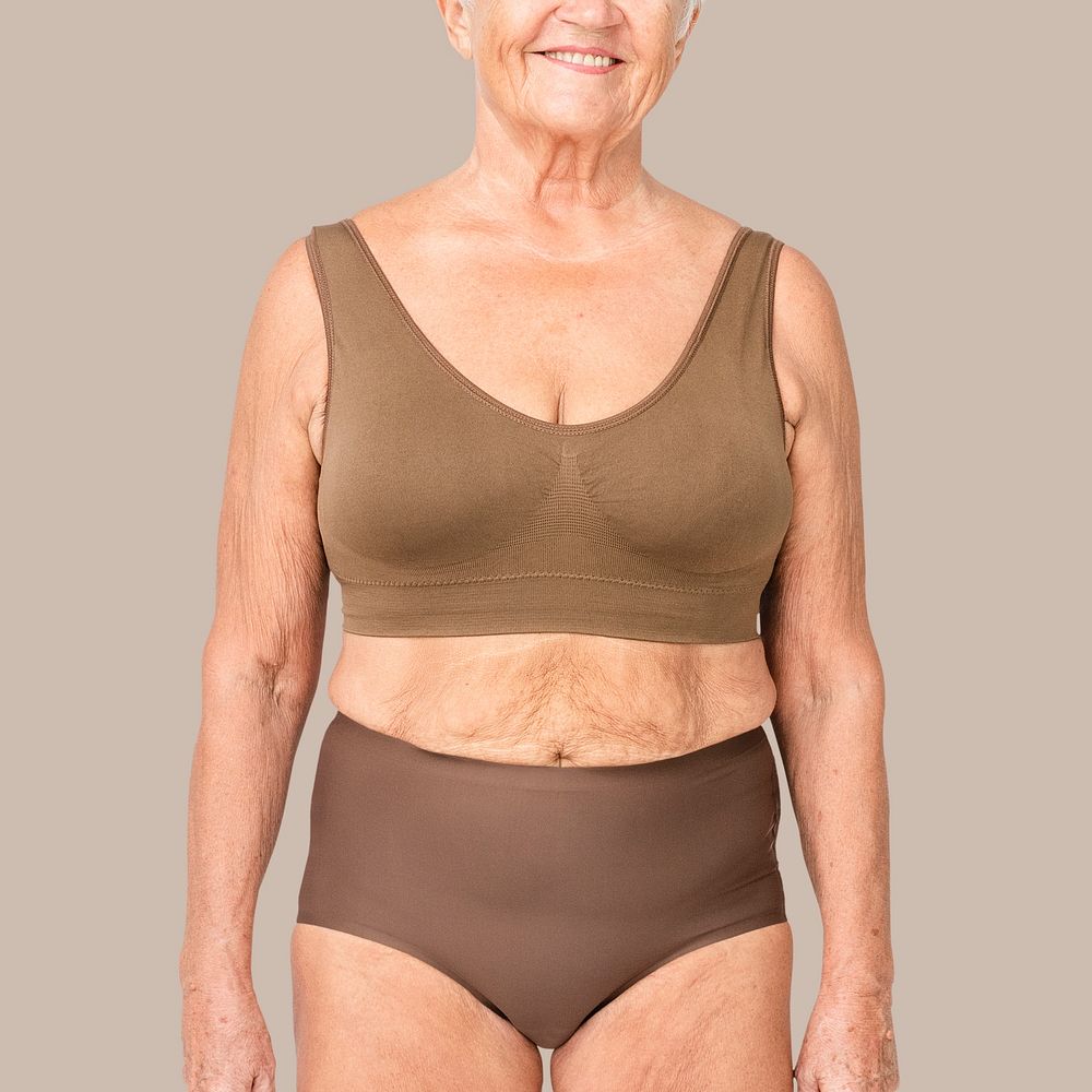 Brown  lingerie mockup psd plus size women&rsquo;s apparel