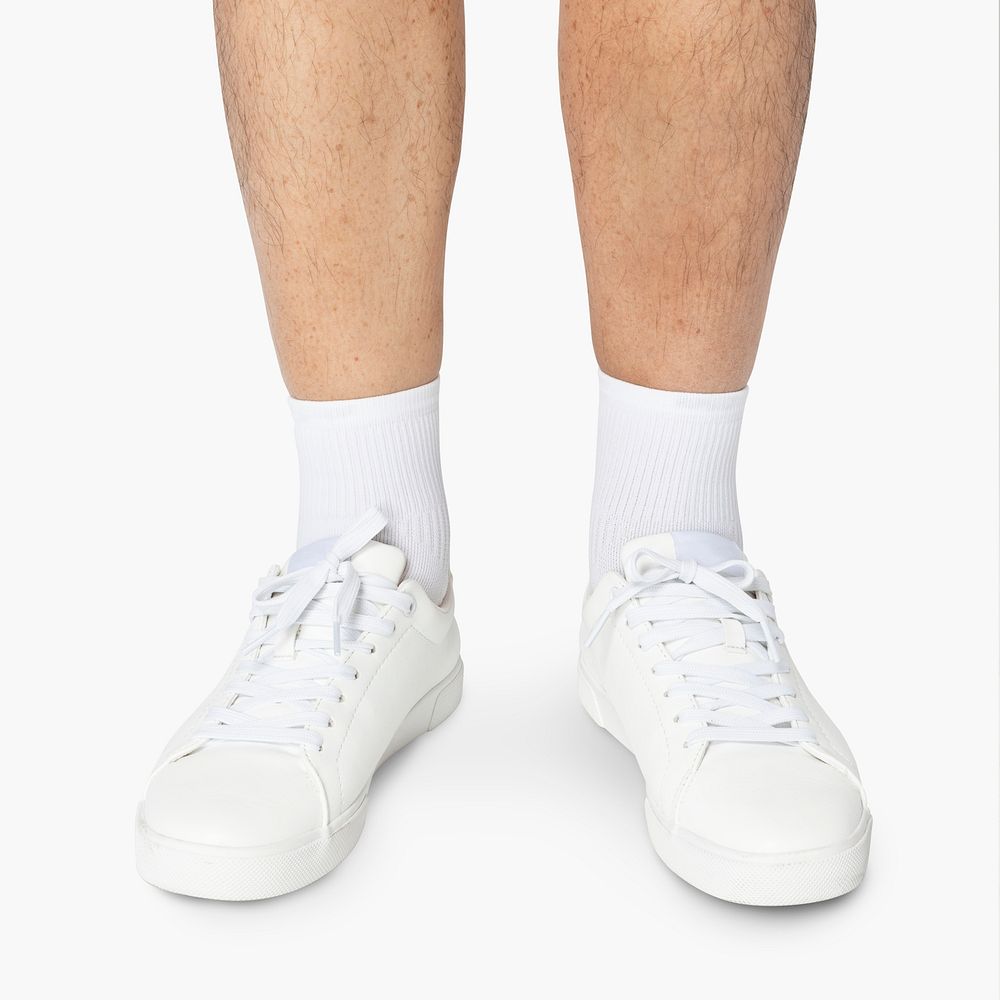 White sneakers psd mockup street apparel close up