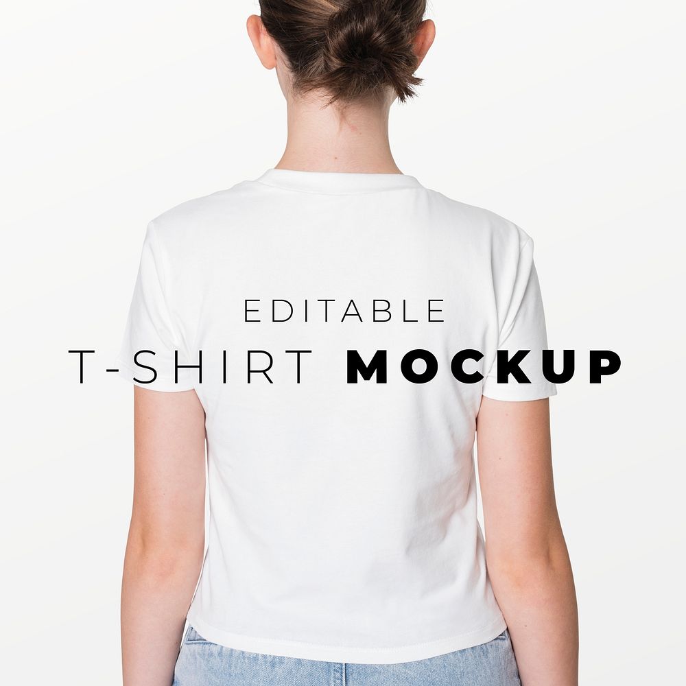 Editable t-shirt mockup psd template basic youth apparel ad