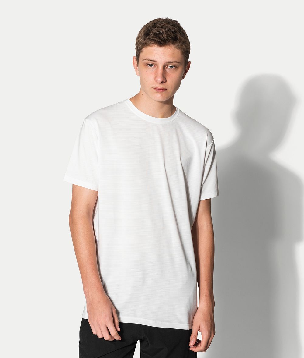 Teenage boy in white tee | Free Photo - rawpixel