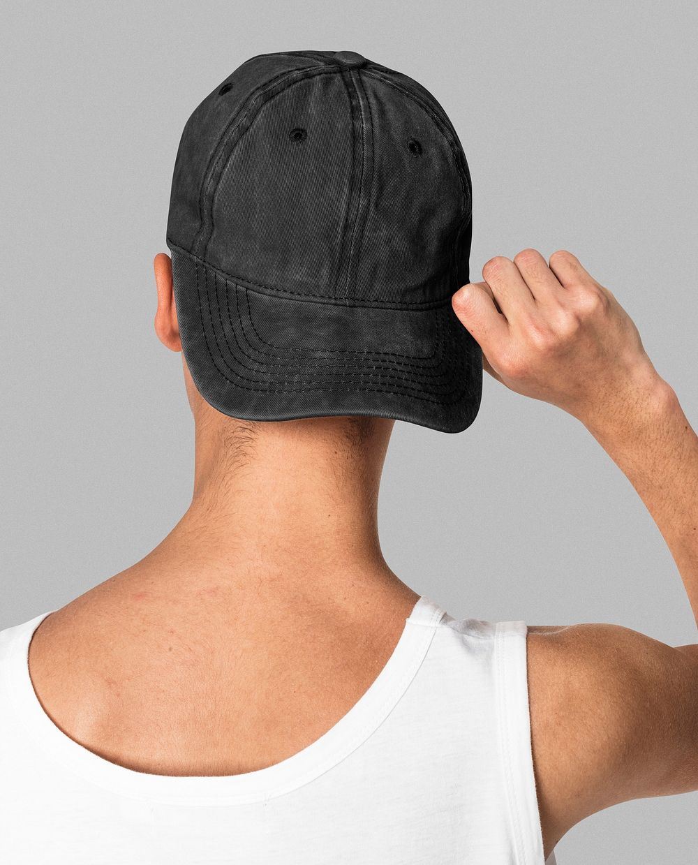 Black cap mockup psd streetwear shoot